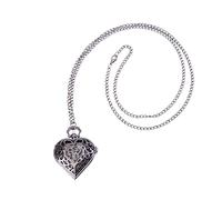 COSMEVIVI 1pc Vintage Heart Shaped Pocket Watch Delicate Hollow Out Design Black Quartz for Collectors and Elegant Accessory for Any Outfit