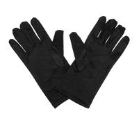 COSMEVIVI 2 Pairs Black Satin Elastic Etiquette Gloves Short Evening Gloves for Women Bridal Wedding Party Formal Dance Accessories