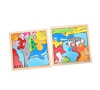 COSMEVIVI 2 Sets Cartoon Wooden Jigsaw Puzzle for Early Learning Educational Animal for Promotes Color and Shape Recognition Montessori Activity