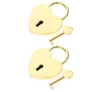 COSMEVIVI 2 Sets Mini Heart-Shaped Padlocks for Travel Use and Wishing Tree, Zinc Alloy Material with Easy to Lock and Unlock Feature, Golden Love Locks for Couples and Women