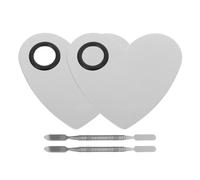 COSMEVIVI 2 Sets Stainless Steel Cosmetic Makeup Palettes with Mixing Sticks, Practical and Convenient Nail DIY Work Color Mixing Plates for Professional Manicure and Makeup Artist Use
