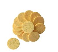 COSMEVIVI 20pcs round Cotton Makeup Remover Pads Made from Skin-friendly Cellulose Sponge for Daily Facial Cleansing and Travel Use, Soft Yellow Face Cleaning Puff That Removes Excess Oil
