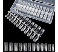 COSMEVIVI 240pcs Square Full Cover Nail Extension Tips for Professional Use, Resilient Plastic Material, Can be Trimmed, for Beginners Practicing Manicure with Long Artificial Nails