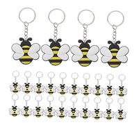 COSMEVIVI 24pcs Cartoon Bee Keychain Metal Bee Charm Boys and Girls Fluffy Keyring