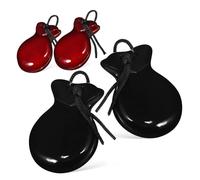 COSMEVIVI 2pairs Wooden Finger Castanets Percussion Instruments for Adults Easy to Learn Musical Tools for Dance and Educational Activities Brown Black
