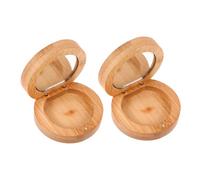 COSMEVIVI 2pcs Bamboo Compact Travel Mirror Magnifying Vintage Handheld Folding Makeup Mirror Portable Desk for Women Men