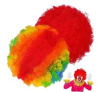 COSMEVIVI 2pcs Colorful Clown Wigs for Adults Short Fluffy Synthetic Hair for Halloween Costume Carnival and Circus Party Decorations