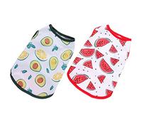 COSMEVIVI 2pcs Dog Vests Breathable Pet Clothing for Dogs Comfortable Fruit Print T-shirts for Hot Weather Avocado Watermelon