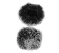 COSMEVIVI 2pcs Furry Lavalier Microphone Windscreens Wind Muff Cover, Universal Lapel Mic Windshield Short Fur in Black, White, and Grey for Outdoor Noise Reduction and Mic Protection