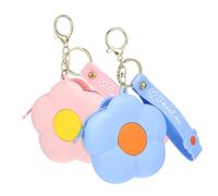 COSMEVIVI 2pcs Mini Women Purse Small Coin Purses Zipper Closure Cartoon Flower Silicone Change Hand Strap for Keys Cards