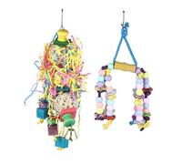 COSMEVIVI 2pcs Parrot Play Stand Toy Talking Bird Chewing Toy String Bird Bite Random Color