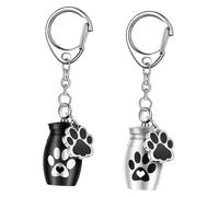 COSMEVIVI 2pcs Pet Ashes Keepsake Necklace Key Chain Ornament Mini Urn Container for Dog Cat Remembrance Memorial Jewelry for Pet Loss Heartfelt Tribute
