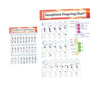 COSMEVIVI 2pcs Saxophone Chord Diagrams Quick Reference Wall Chart Poster on White Paper for Beginner Saxophone Players