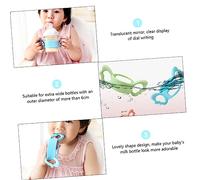 COSMEVIVI 2Pcs Silicone Bottle Handles for Non Slip Ergonomic Grip Durable Wide Mouth Feeder Accessory Stable and Safe Milk Bottle Holders Pink and Blue