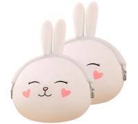 COSMEVIVI 2pcs Silicone Change Purse Set with Cartoon Bunny 3D, Lightweight Small Rabbit Purse to Store Cash and Earphones, Birthday Easily Stored in Backpack Or Shoulder