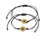 COSMEVIVI 2pcs Sunflower Bracelet Adjustable Braided Alloy Bracelets for Women Colourful Lady Jewellery No Card