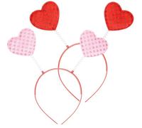 COSMEVIVI 2Pcs Valentine Heart Headbands Red and Pink Love Shape Hair Accessories for Women Comfortable Fit Non-damaging Hairband for Valentines Day Party Decorations and Festival Wear
