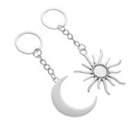 COSMEVIVI 2pcs Vintage Sun and Moon Keychain Set Retro Alloy Key Rings Celestial Key Holders for Bag Decor Everyday Jewelry Cute Couple Accessories
