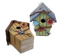 COSMEVIVI 2pcs Wooden Bird House Nesting Box Decorative Outdoor Bird Nest and Roofs for Garden Home Ornament