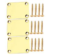 COSMEVIVI 3pcs Golden Metal Electric Guitar Neck Plates Bass Guitar Neck Connecting Boards Strength Joint Plates Screws for and Bass
