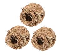 COSMEVIVI 3pcs Natural Woven Grass Hut Set for Bunny Hamster and Gerbil Chew-Resistant Nest Soft House for Small Animals