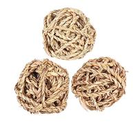 COSMEVIVI 3pcs Parrot Woven Straw Ball Chew Toy Natural Grass Ball for Small Pets for Rabbits Guinea Pigs and Birds Chewing Toy