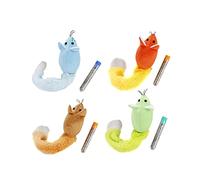 COSMEVIVI 4pcs Cat Plush Mouse Toys Tails Interactive Catnip Teaser Orange Green Brown for Indoor and Safe for Kittens