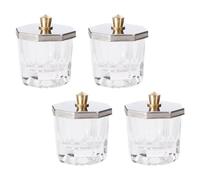 COSMEVIVI 4pcs Glass Nail Art Dappen Dish with Lid Refillable Bowl Easy to Clean Nail Liquid Cup Suitable for Valentine's Day and Christmas