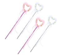 COSMEVIVI 4Pcs Heart Shaped Fairy Wands Ribbon Design Fairy Rod for Birthday Parties Dress Up Halloween Cosplay Stage Shows Fairy Stick Ornaments