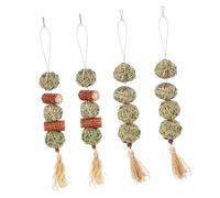 COSMEVIVI 4pcs Natural Grass Chew Toy for Guinea Pigs and Chinchillas Odor Molar Treats to Reduce Loneliness and Promote Healthy Chewing