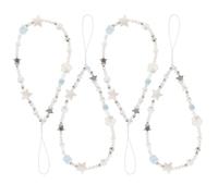 COSMEVIVI 4pcs Seashell Phone Strap: Cute Beaded Phone Charm String - Fake Pearl & Star Wrist Strap For Smartphone Cameras And Backpacks