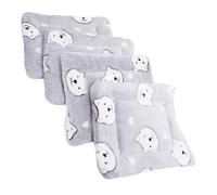 COSMEVIVI 4pcs Soft Warm Guinea Pig Blanket Cozy Sleeping Mats for Small Animals Hamster Sleep Pads Durable Washable Pet Blankets Grey Bear Head s