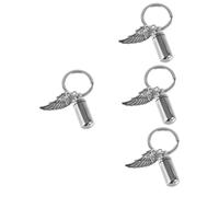COSMEVIVI 4pcs Urn Keychain for Pet Ashes Memorial Keepsake and Lightweight Cremation Jewelry Unique Design Wing Detail for Remembering Beloved Pets