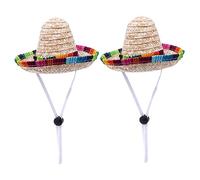 COSMEVIVI 4pcs Woven Dog Sombrero Hats Funny Decorative Party Hats for Pets Lightweight Dog Costumes Brim for Celebrations and Photo Opportunities