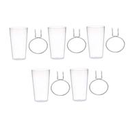 COSMEVIVI 5 Sets Pegboard Cup Holder Hooks with Transparent Cups Steel Polished Surface Organizers for Kitchen Bathroom Office Craft Storage and Small Tool Hanging