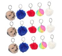 COSMEVIVI 50pcs Faux Keychains Soft Pom Poms for Handbag Pendants Bag Charms and Backpack Decorations Mixed Colors Red Dark Beige Orange Leopard Print