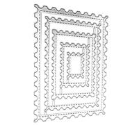 COSMEVIVI 5pcs Wavy Postage Metal Cutting Dies Rectangular Card Stencils Scrapbooking Templates for Paper Cardstock Album Crafting Tools with Fine Precision and Sleek Finish