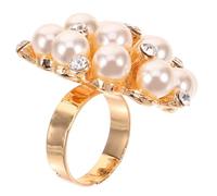 COSMEVIVI Adjustable Pearl Open Ring for Women Elegant Chic Statement Jewelry Fashion Alloy Finger Accessory Sophisticated Simple Design for Daily Wear Parties and Weddings