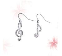 COSMEVIVI Asymmetric Music Note Earrings for Women Silver Dangle Studs, Sparkling Crystal Pendant Jewelry for Casual and Party Wear