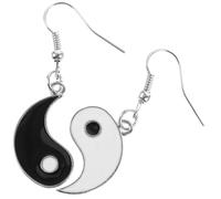 COSMEVIVI Black White Tai Chi Earrings Fish Asymmetrical Drop Earrings Lightweight Ear Decorations for Women