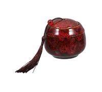 COSMEVIVI Ceramic Pet Urn for Ashes Small Memorial Keepsake for Dogs and Cats and Easy to Clean Secure Closure for Cherished Remembrance Elegant Red Design