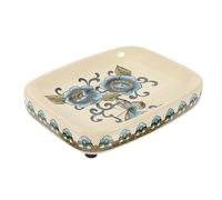 COSMEVIVI Ceramic Soap Dish Vintage Soap Box Container Dark Green Enamel Holder for Bathroom