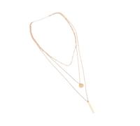 COSMEVIVI Charm Necklace Multi-layer Gold Alloy Necklace Metal Bar Pendant Shining Plate for Women