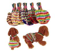 COSMEVIVI Colorful Striped Pet Diaper Pants for Female Dogs Xl Washable Underwear with Decorative Straps for Menstruation and Protects Carpets and Furniture from Stains