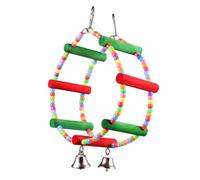 COSMEVIVI Colorful Wooden Ferris Wheel Bird Swing Chew with Bell for Parrots Budgies Cockatiels Hanging Cage Ornament and Climbing Activity