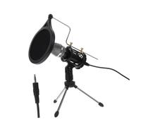COSMEVIVI Computer Podcast Microphone Set Tripod Stand and Anti-pop Filter, Black Condenser Mic for Live Streaming, Online Classes, and Mobile Phone Recording