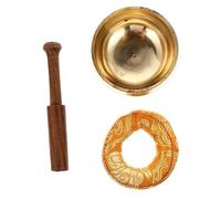 COSMEVIVI Copper Singing Bowl Set 8cm Nepal Handmade Meditation Sound Bowl with Black Wooden Mallet and Cushion for Yoga, Chakra Healing and Relaxation Therapy Random Color