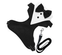 COSMEVIVI Dog Vest Harness Bow Tie Tuxedo Suit for Wedding Breathable Mesh Harness Leash Halloween Dog Costume Wedding