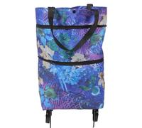 COSMEVIVI Folding Shopping Trolley Cart with Wheels Extendable Handle Large Reusable Grocery Bag Tote for Supermarket Shopping Suitable for Elderly and Travel