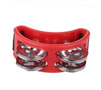 COSMEVIVI Foot Tambourine with Metal Compact Percussion Musical Instrument for Acoustic and Jam Sessions Design with Comfortable Elastic Strap Red